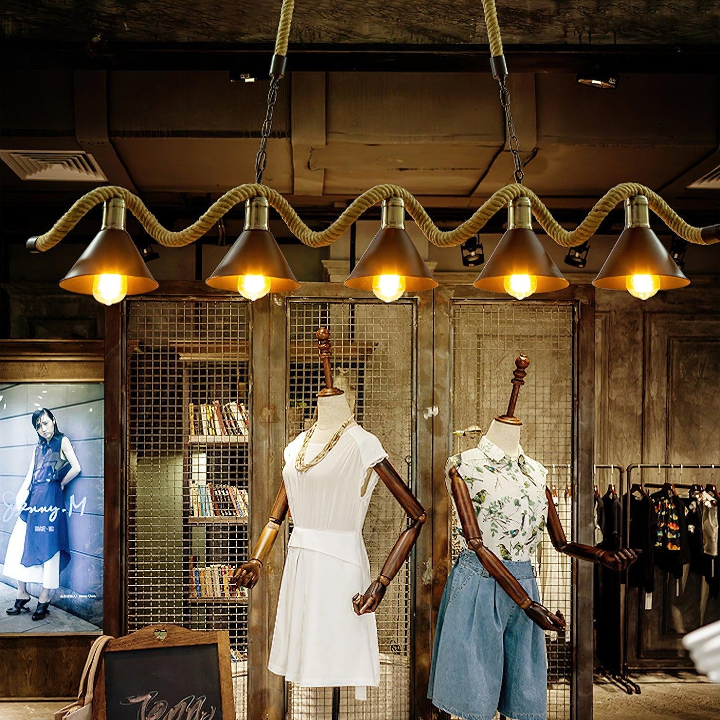 Hemp Rope Industrial Wave Chandelier Chandelier