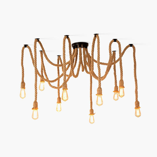Hemp Rope Scattered Flower Chandelier Chandelier