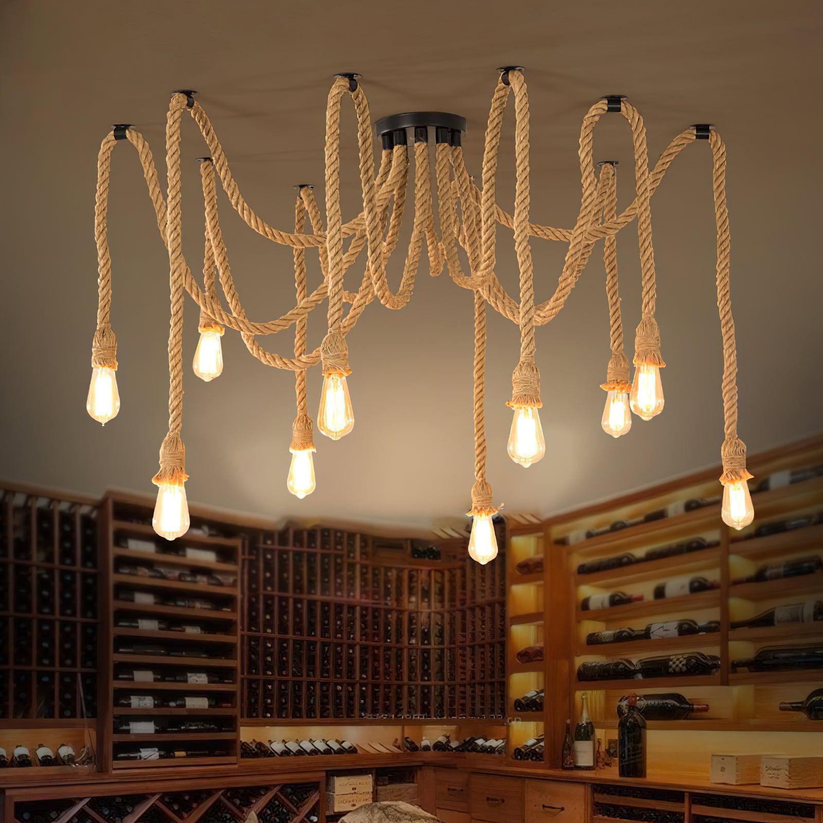 Hemp Rope Scattered Flower Chandelier Chandelier