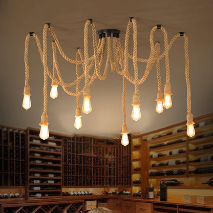 Hemp Rope Scattered Flower Chandelier Chandelier