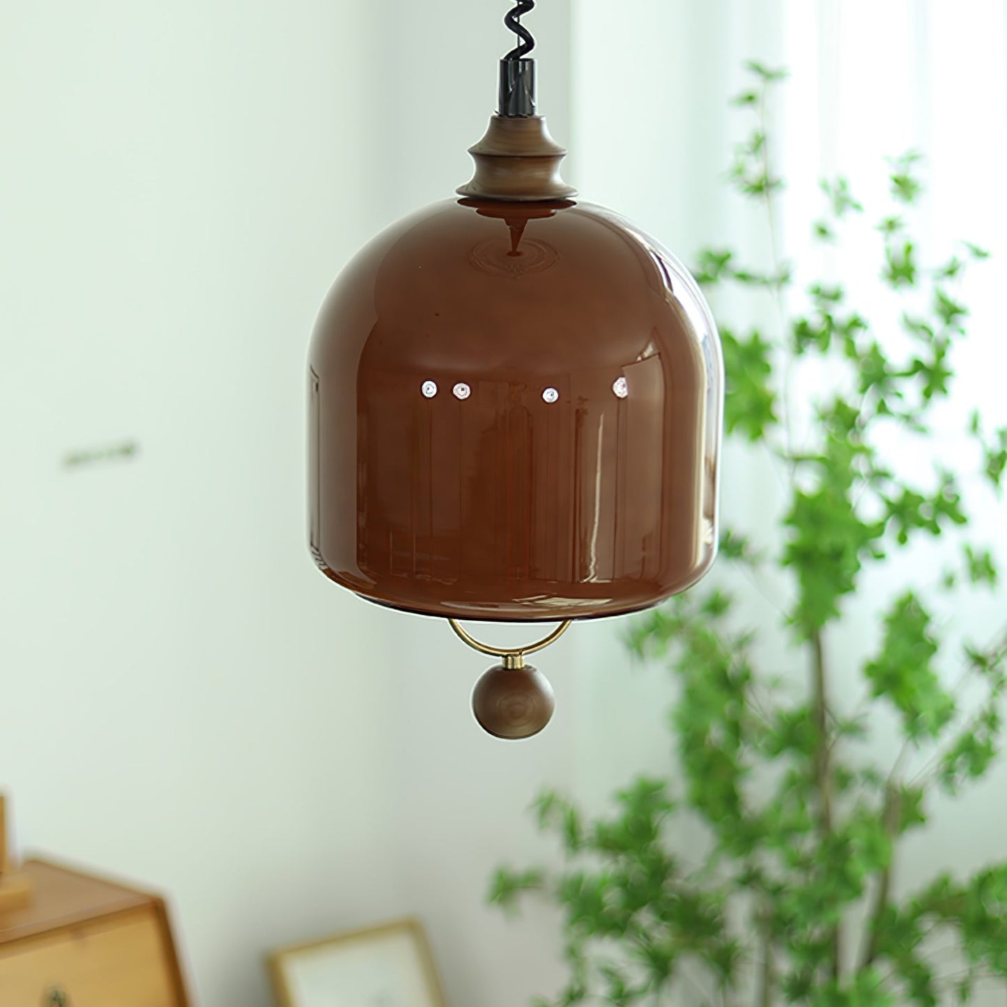 Herda Pendant Lamp Dia 9.8″ x H 8.3″ / Dia 25cm x H 21cm / Dark walnut & Dark Brown Pendant light