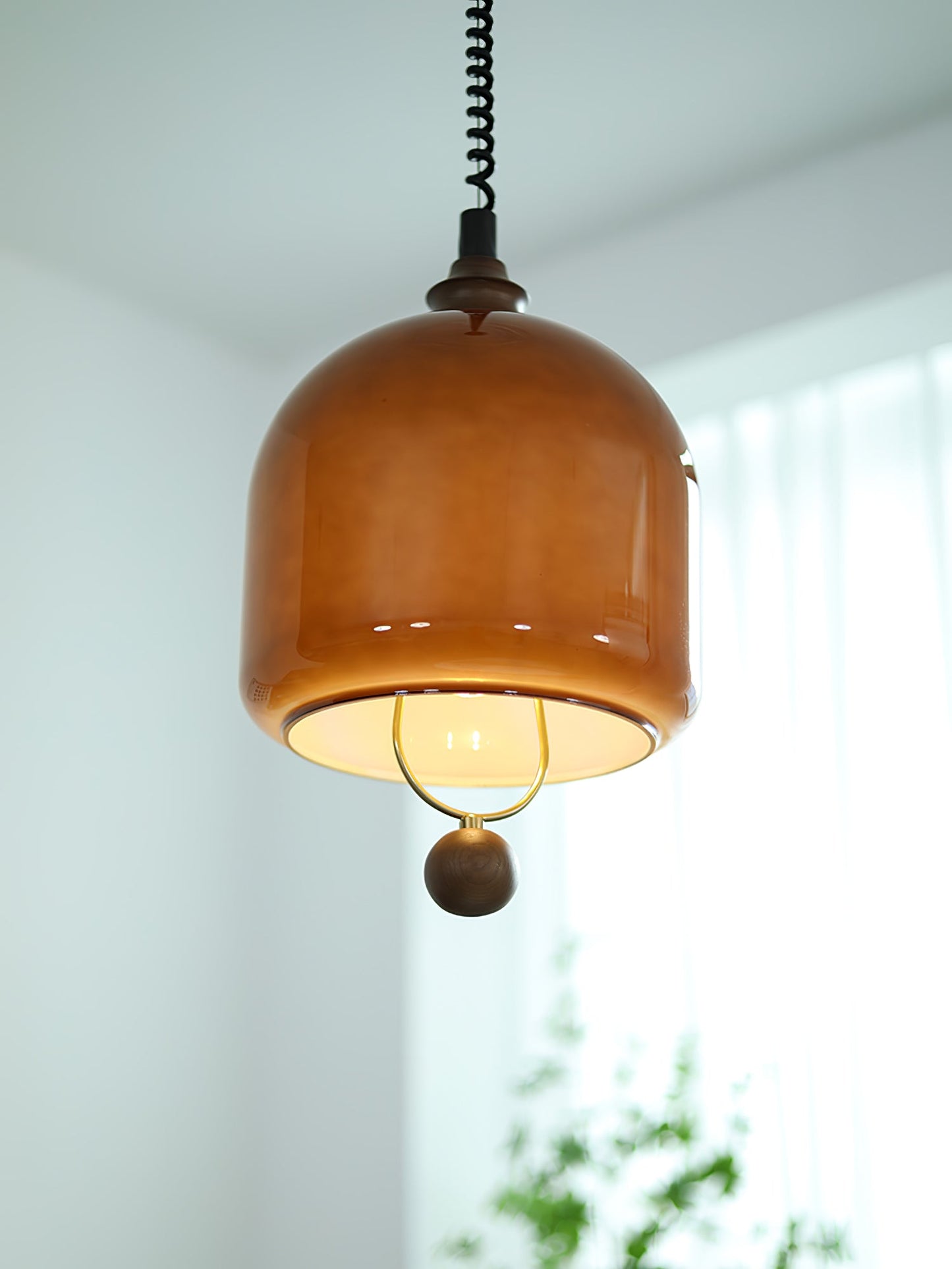 Herda Pendant Lamp Dia 9.8″ x H 8.3″ / Dia 25cm x H 21cm / Dark walnut & Dark Brown Pendant light