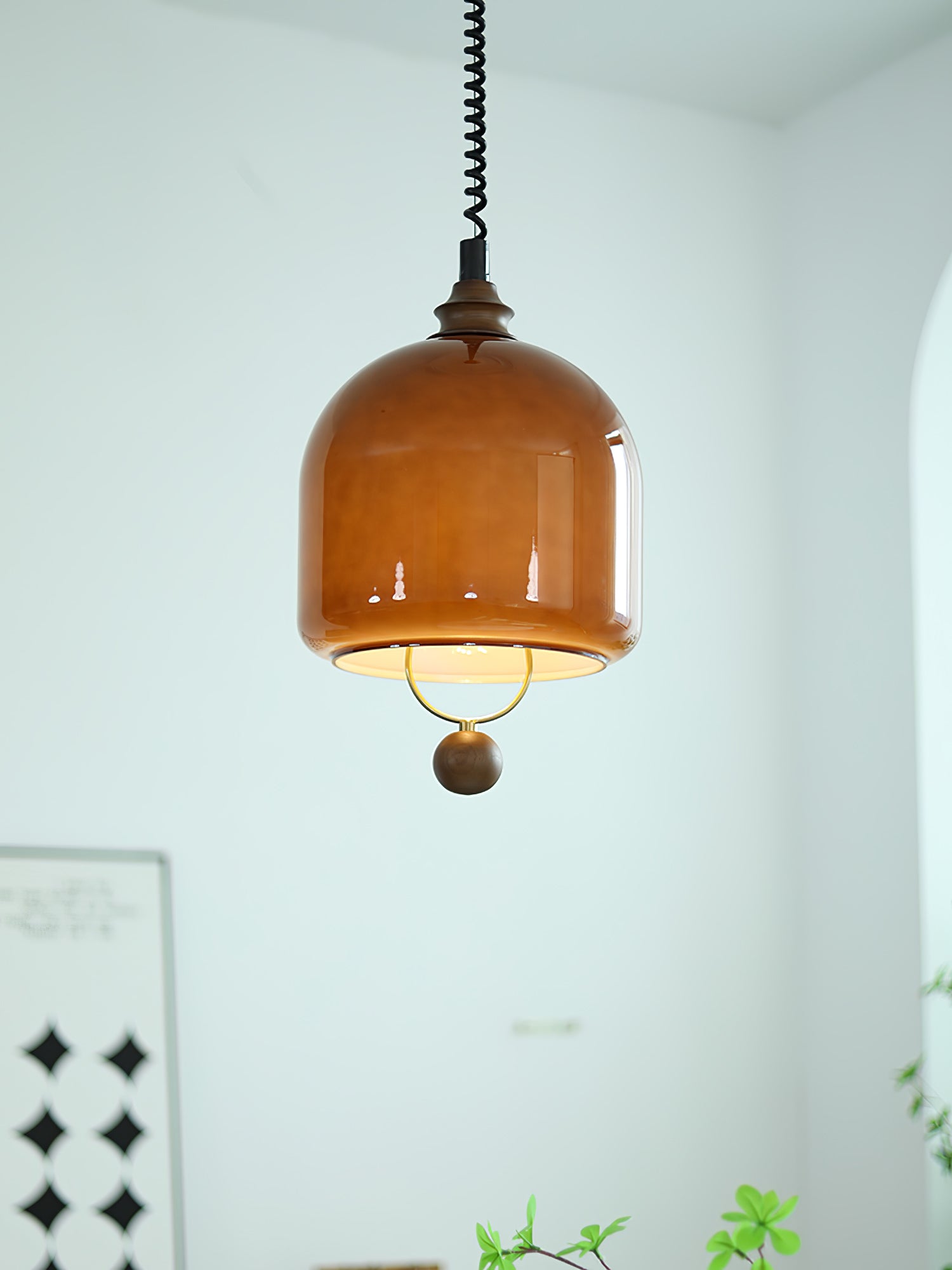 Herda Pendant Lamp Dia 9.8″ x H 8.3″ / Dia 25cm x H 21cm / Dark walnut & Dark Brown Pendant light