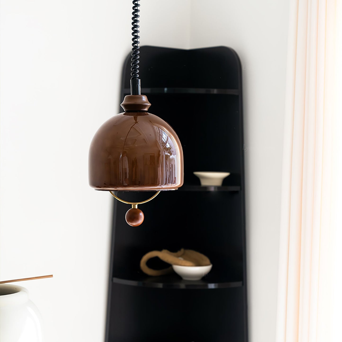 Herda Pendant Lamp Dia 9.8″ x H 8.3″ / Dia 25cm x H 21cm / Dark walnut & Dark Brown Pendant light