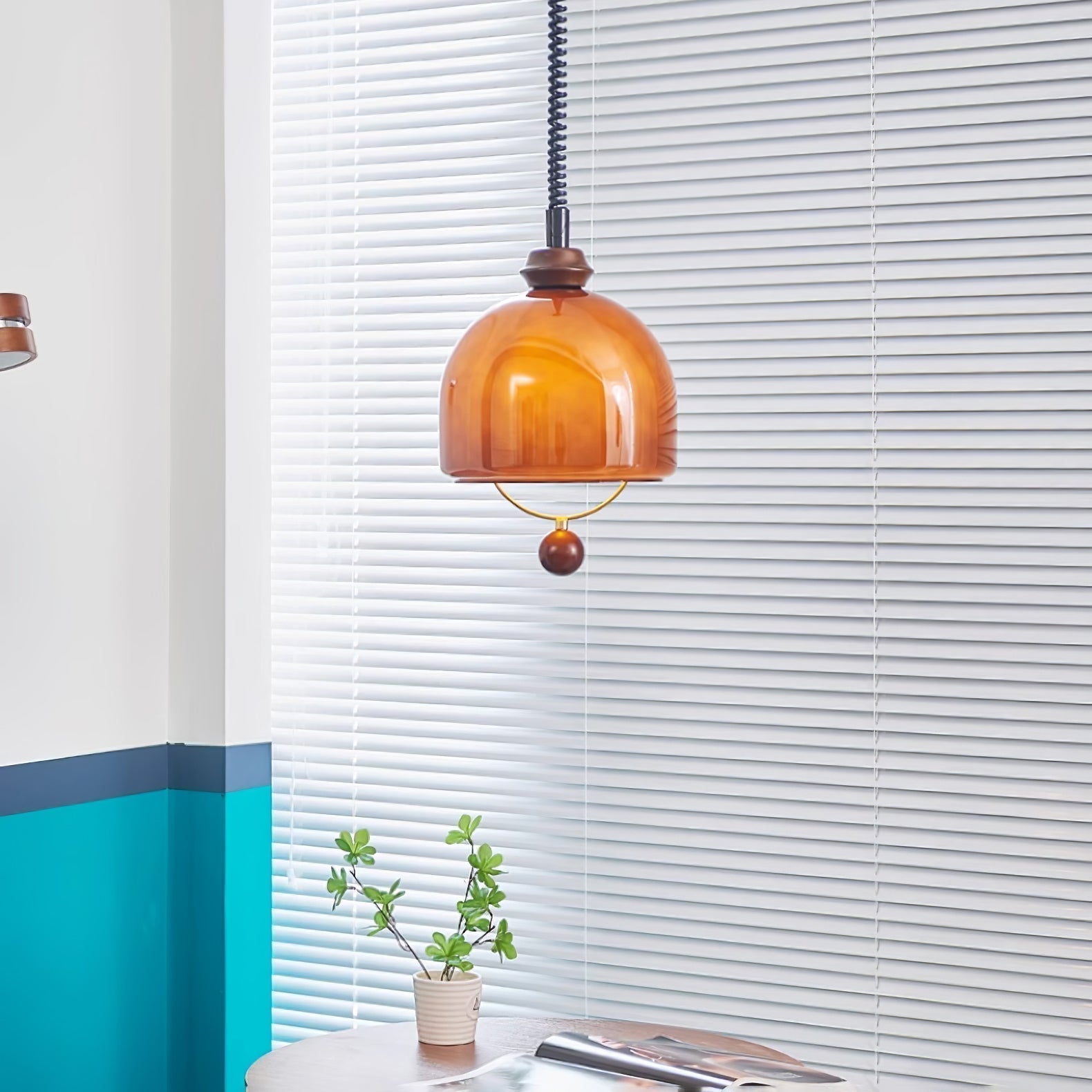 Herda Pendant Lamp Dia 9.8″ x H 8.3″ / Dia 25cm x H 21cm / Dark walnut & Dark Brown Pendant light