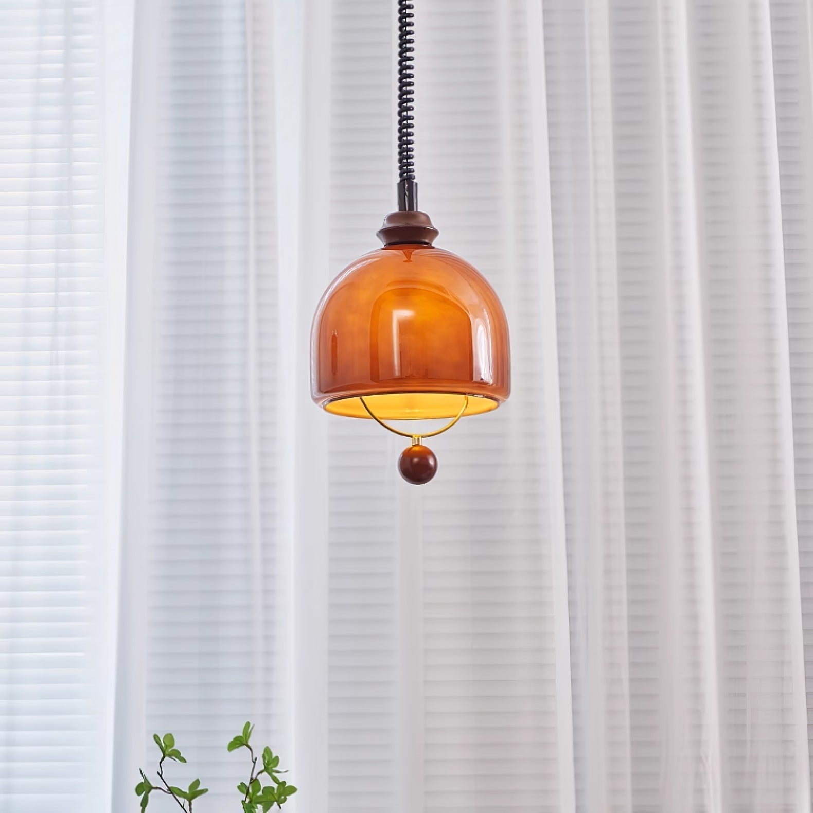 Herda Pendant Lamp Dia 9.8″ x H 8.3″ / Dia 25cm x H 21cm / Dark walnut & Dark Brown Pendant light