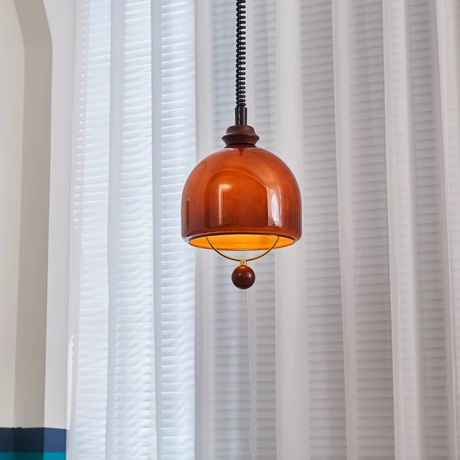 Herda Pendant Lamp Dia 9.8″ x H 8.3″ / Dia 25cm x H 21cm / Dark walnut & Dark Brown Pendant light