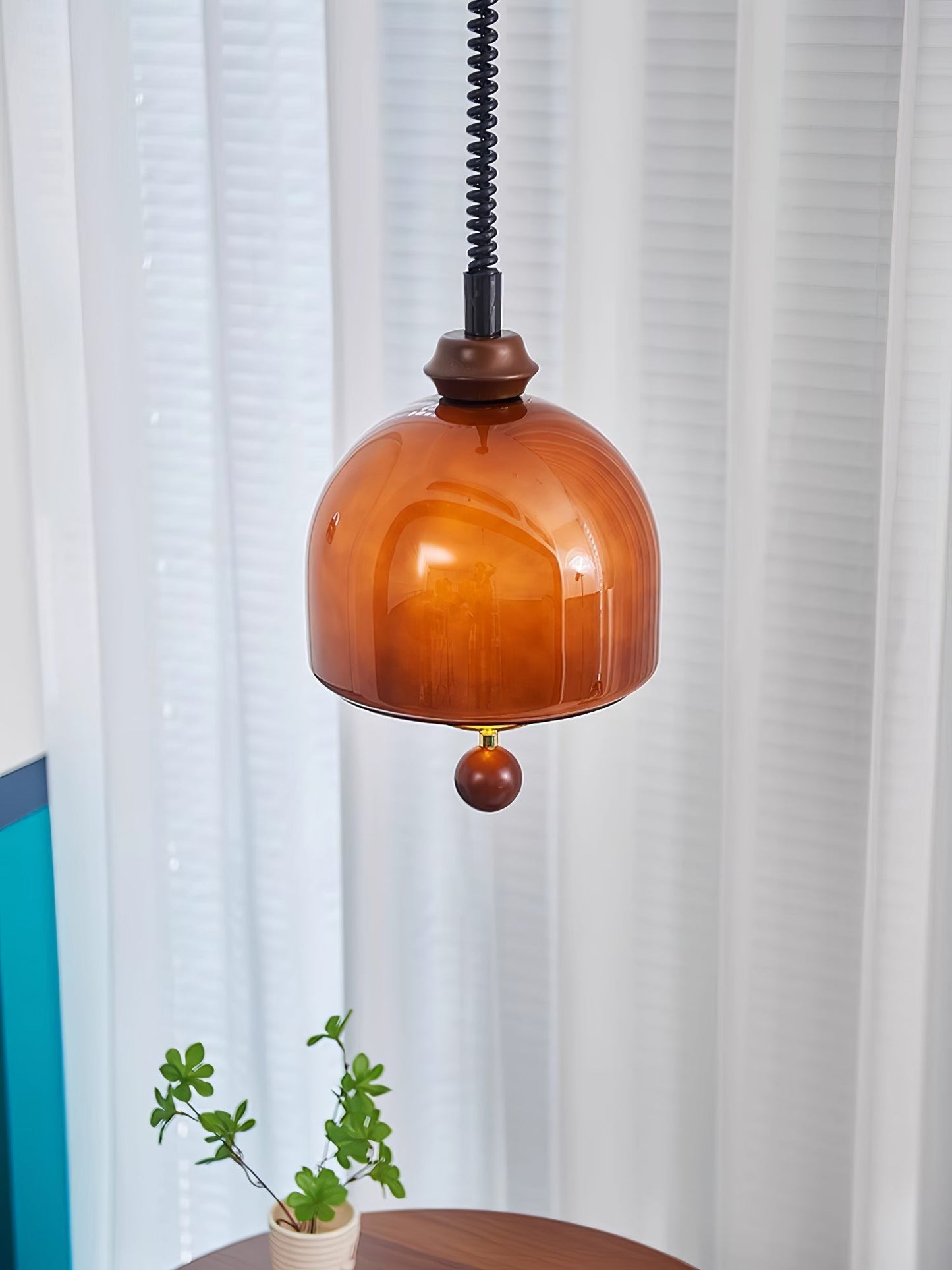 Herda Pendant Lamp Dia 9.8″ x H 8.3″ / Dia 25cm x H 21cm / Dark walnut & Dark Brown Pendant light