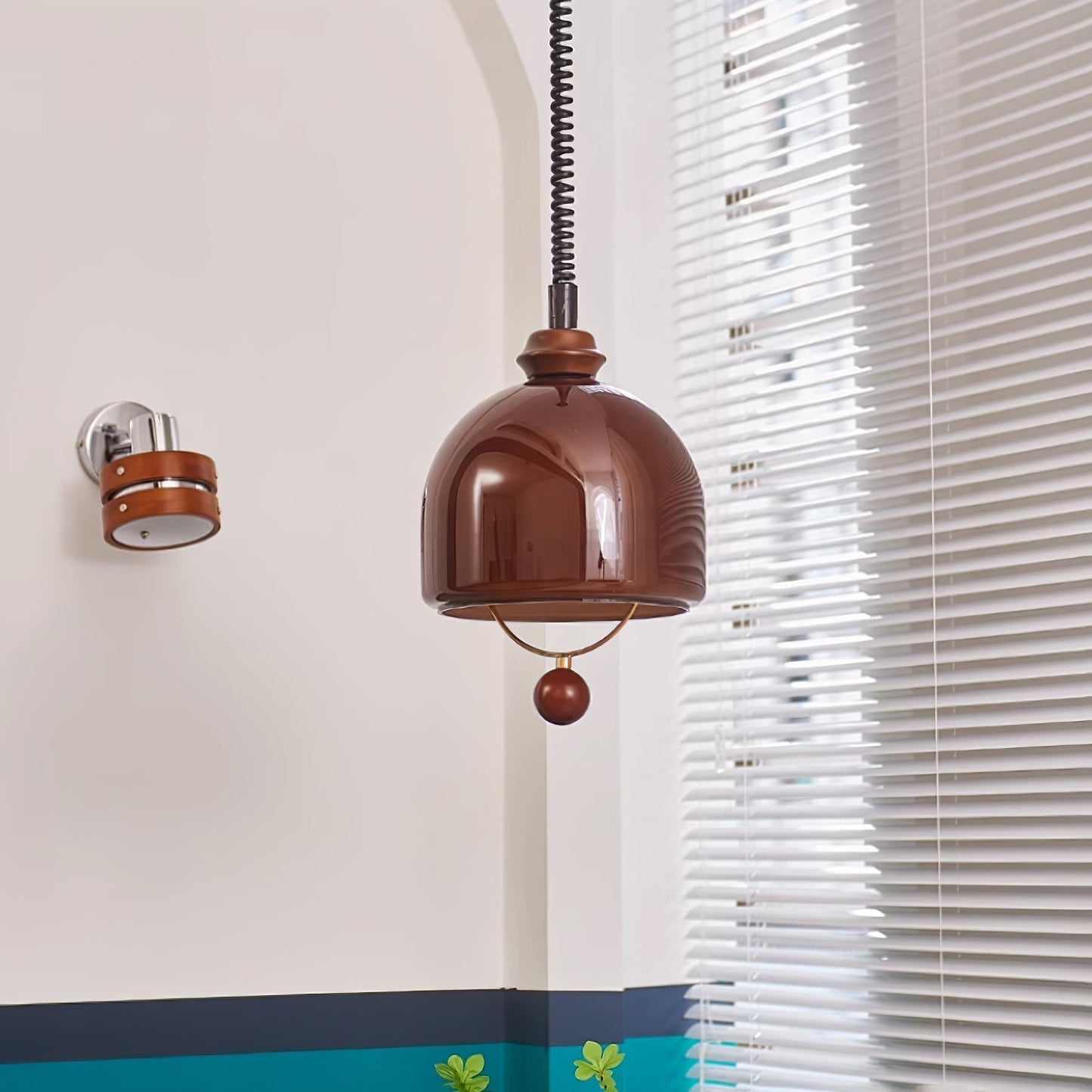 Herda Pendant Lamp Dia 9.8″ x H 8.3″ / Dia 25cm x H 21cm / Dark walnut & Dark Brown Pendant light