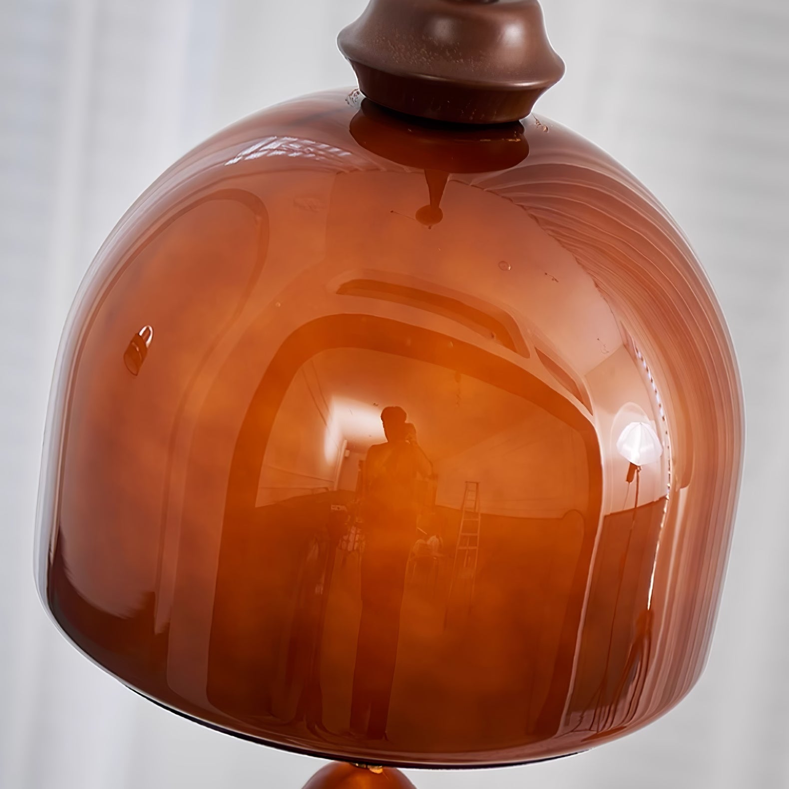 Herda Pendant Lamp Dia 9.8″ x H 8.3″ / Dia 25cm x H 21cm / Dark walnut & Dark Brown Pendant light