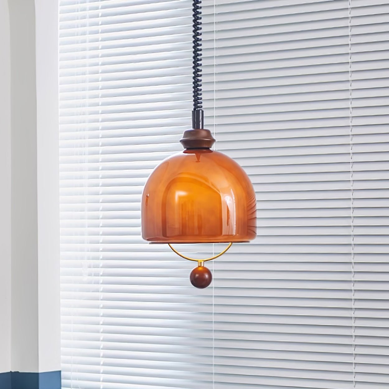 Herda Pendant Lamp Dia 9.8″ x H 8.3″ / Dia 25cm x H 21cm / Dark walnut & Dark Brown Pendant light
