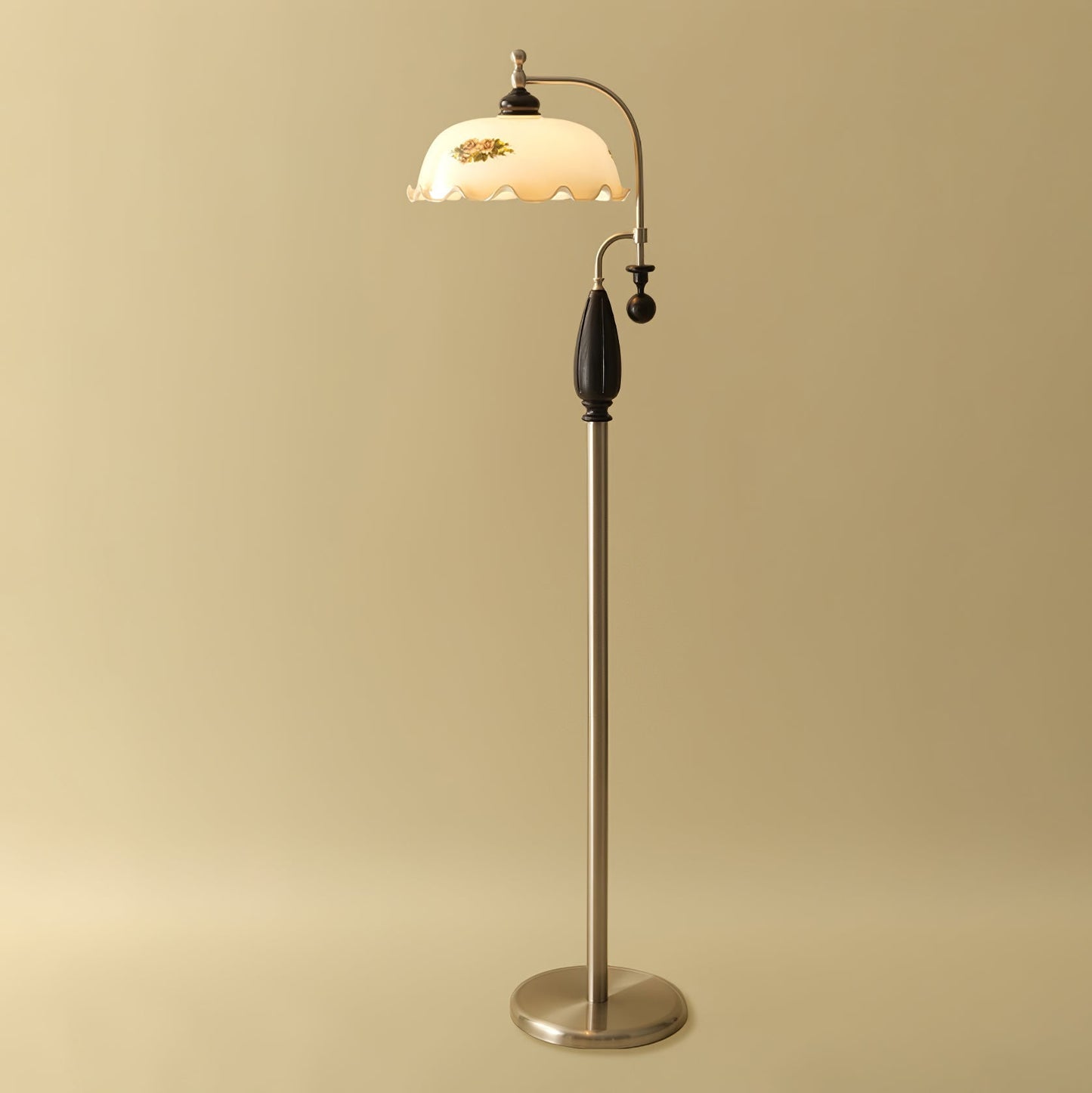 Heritage Bloom Floor Lamp Dia 15.7″ x H 63.8″ / Black & Nickel & White / US Plug 1001 Floor lamp