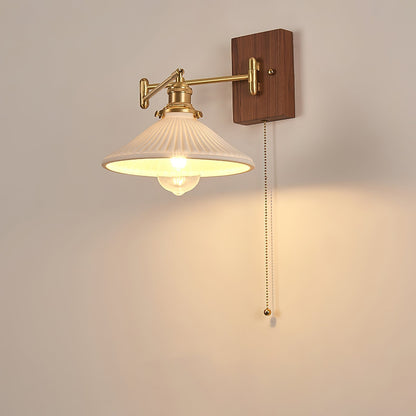 Heritage Walnut Wall Lamp Model H Dia 8.7″ x H 6.5″ / Walnut Color & Brass Wall lamp