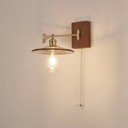 Heritage Walnut Wall Lamp Model E Dia 8.3″ x H 5.5″ / Walnut Color & Brass Wall lamp