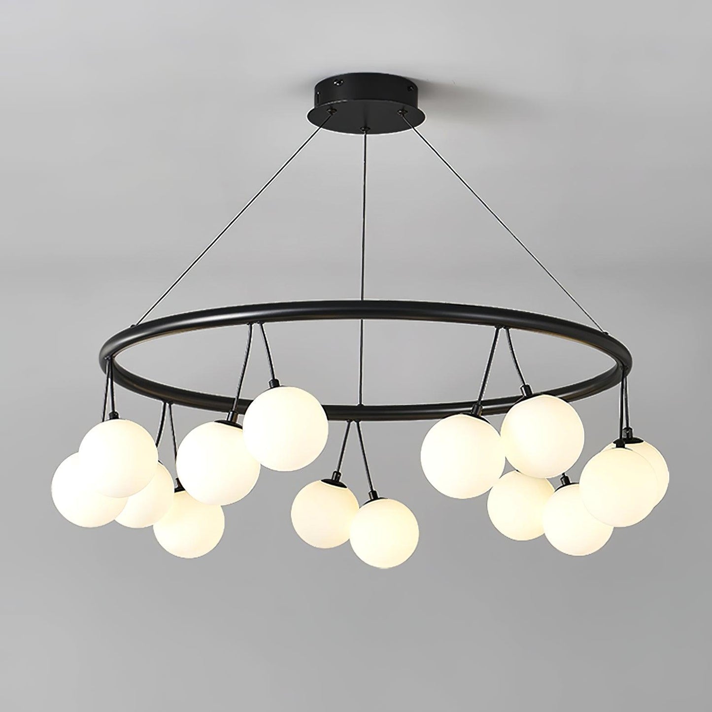 Heronia Chandelier 14 Heads Dia 31.5″ x H 9.8″ / Dia 80cm x H 25cm / Black & White Chandelier