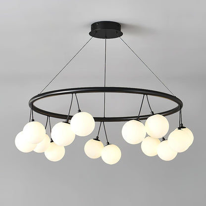 Heronia Chandelier 14 Heads Dia 31.5″ x H 9.8″ / Dia 80cm x H 25cm / Black & White Chandelier