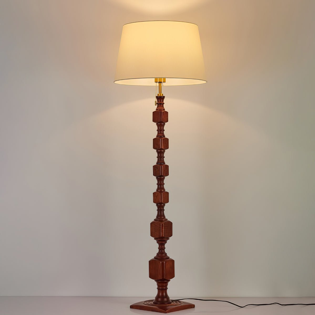 Hexas Floor Lamp Dia 19.7″ x H 59.1″ / Walnut Color & White / US Plug Floor lamp