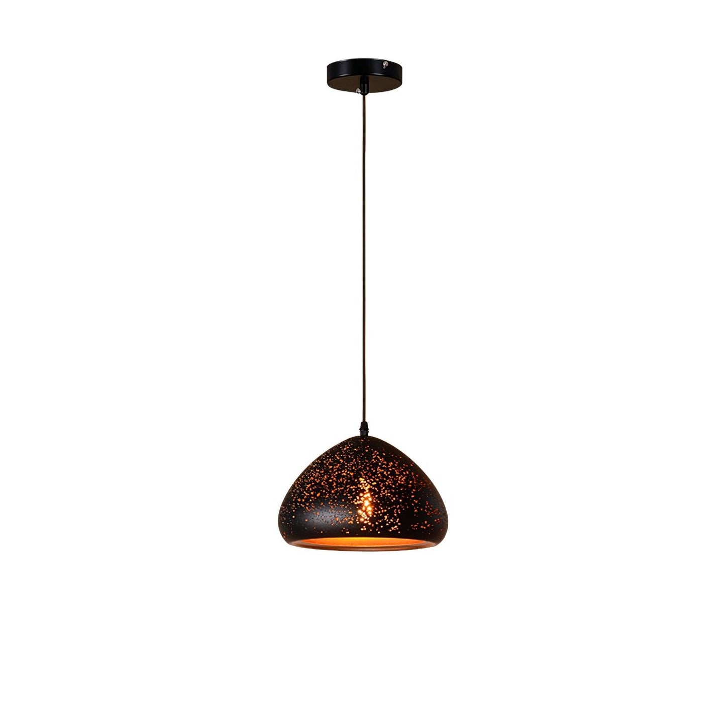 Hollow Industrial Pendant Lamp Model C: Dia 9.8 x H 7.1″ / Dia 25cm x H 18cm / Black & Gold Pendant light