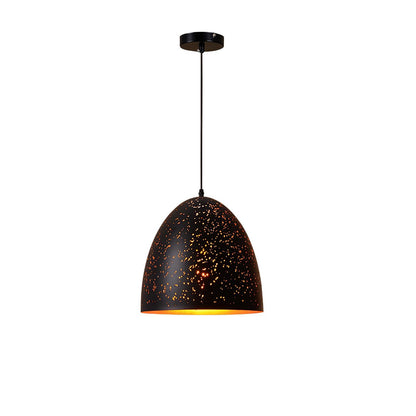 Hollow Industrial Pendant Lamp Model F: Dia 11.8 x H 12.6″ / Dia 30cm x H 32cm / Black & Gold Pendant light