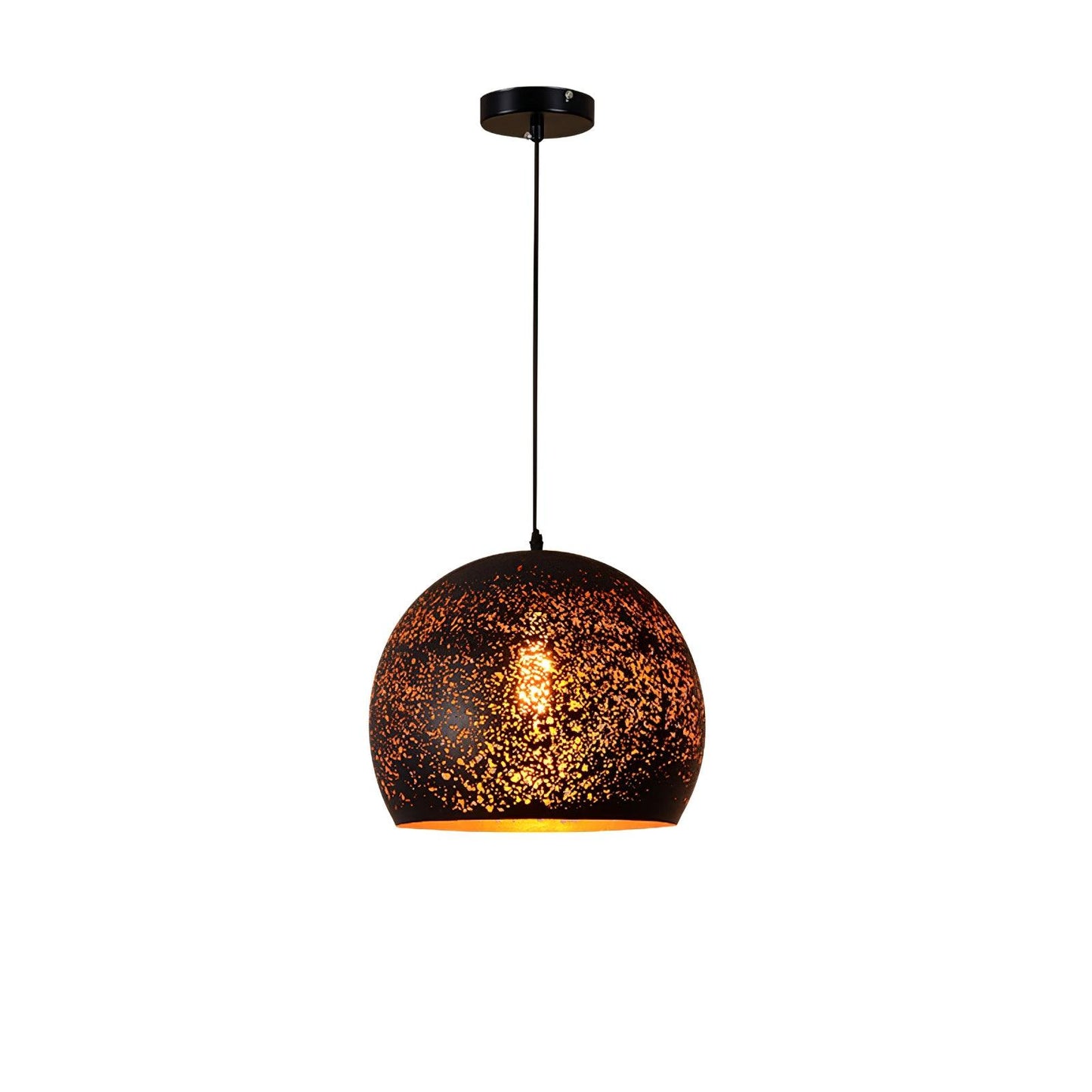Hollow Industrial Pendant Lamp Model G: Dia 13.8 x H 11.8″ / Dia 35cm x H 30cm / Black & Gold Pendant light