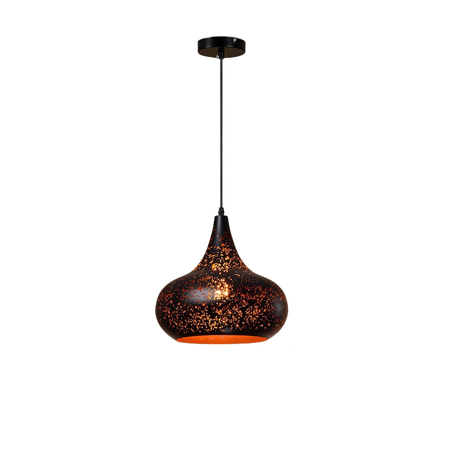 Hollow Industrial Pendant Lamp Model E: Dia 11.8 x H 12.2″ / Dia 30cm x H 31cm / Black & Gold Pendant light