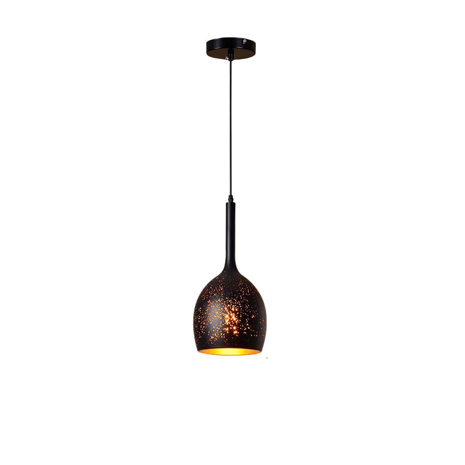 Hollow Industrial Pendant Lamp Model A: Dia 7.1 x H 16.1″ / Dia 18cm x H 41cm / Black & Gold Pendant light