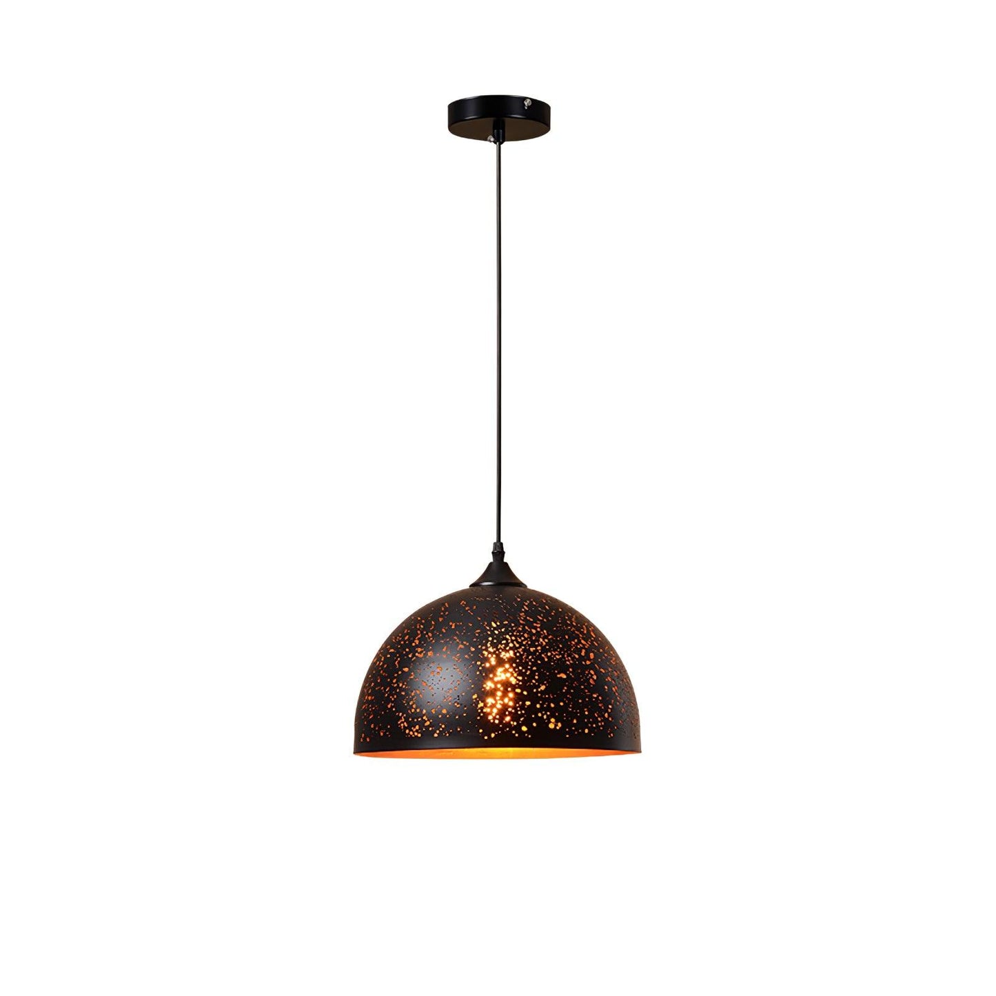 Hollow Industrial Pendant Lamp Model D: Dia 11.8 x H 8.7″ / Dia 30cm x H 22cm / Black & Gold Pendant light