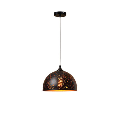 Hollow Industrial Pendant Lamp Model D: Dia 11.8 x H 8.7″ / Dia 30cm x H 22cm / Black & Gold Pendant light
