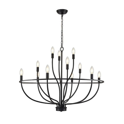 Greyson Chandelier 12 Heads Dia 35.4″ x H 19.7″/ Dia 90cm x H 50cm / Black Chandelier