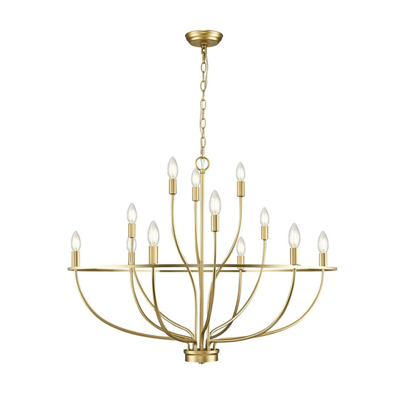 Greyson Chandelier 12 Heads Dia 35.4″ x H 19.7″/ Dia 90cm x H 50cm / Brass Chandelier