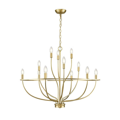 Greyson Chandelier 12 Heads Dia 35.4″ x H 19.7″/ Dia 90cm x H 50cm / Brass Chandelier