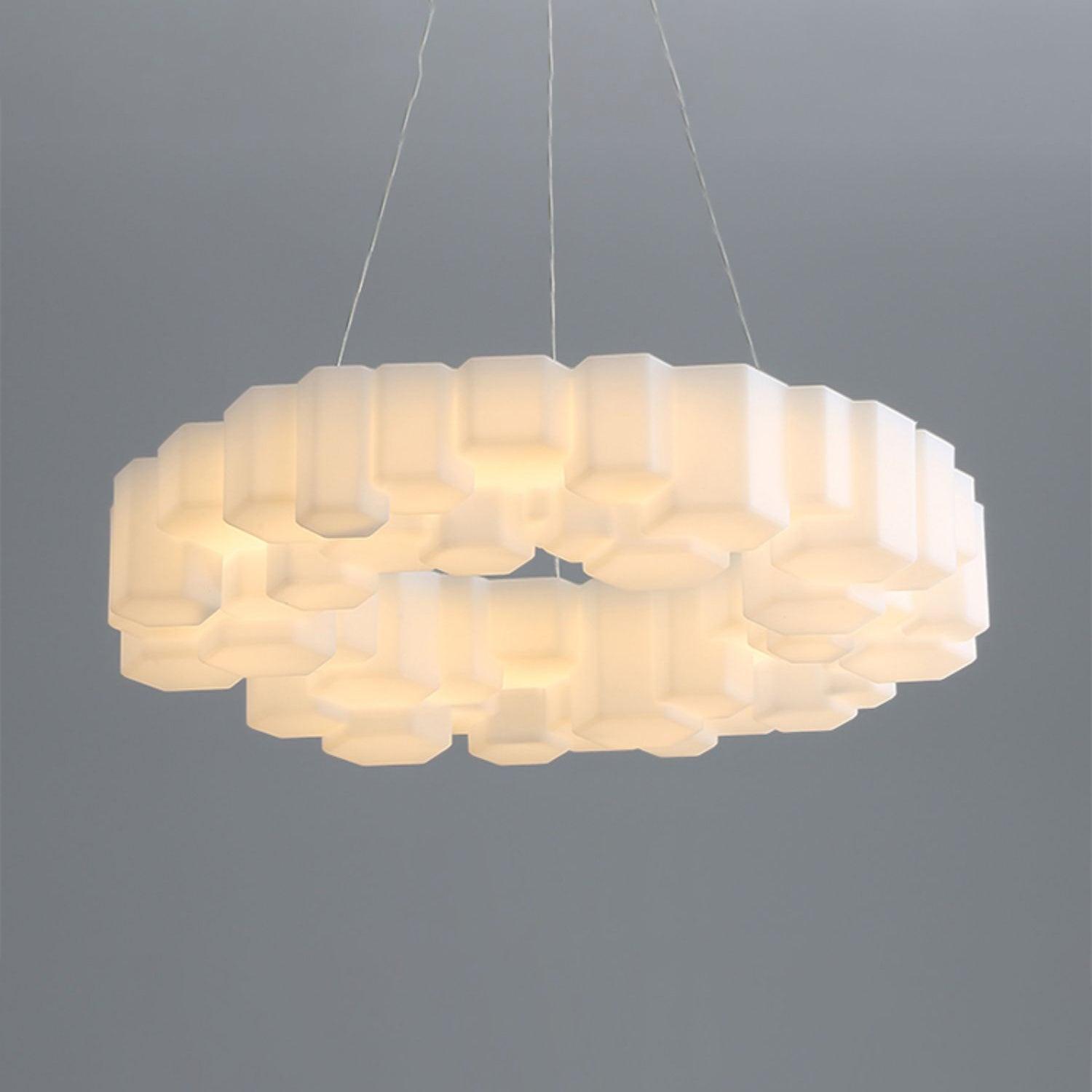 Honeycomb Chandelier ? 19.7″ x H 5.9″ / Dia 50cm x H 15cm / White / Warm White Chandelier