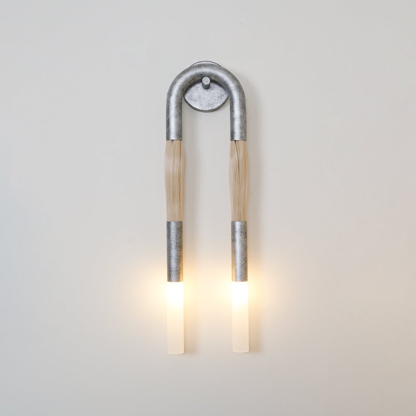 Horsehair Wall Lamp Dia 6.3″ x H 25.6″ / Dia 16cm x H 65cm / Nickel / 1 Piece Wall lamp