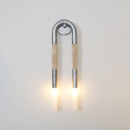 Horsehair Wall Lamp Dia 6.3″ x H 25.6″ / Dia 16cm x H 65cm / Nickel / 1 Piece Wall lamp