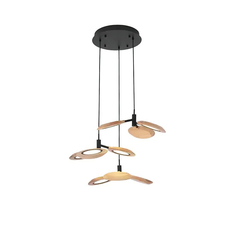 Hotaru Chandelier Round canopy 3 heads ? 123.6″ x H 59″ / Wood Color / Warm Light Chandelier