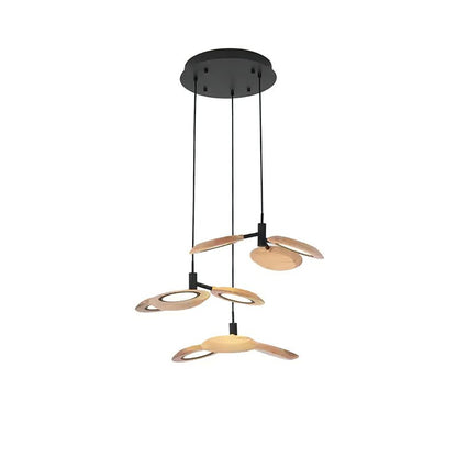 Hotaru Chandelier Round canopy 3 heads ? 123.6″ x H 59″ / Wood Color / Warm Light Chandelier