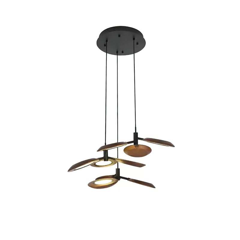 Hotaru Chandelier Round canopy 3 heads ? 123.6″ x H 59″ / Walnut Color / Warm Light Chandelier