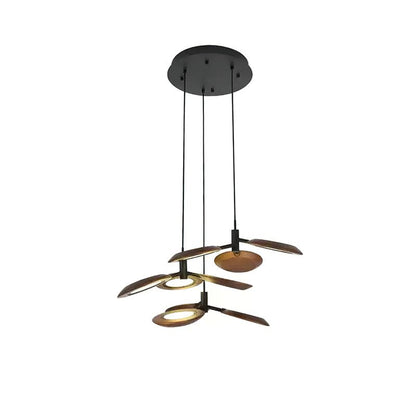 Hotaru Chandelier Round canopy 3 heads ? 123.6″ x H 59″ / Walnut Color / Warm Light Chandelier