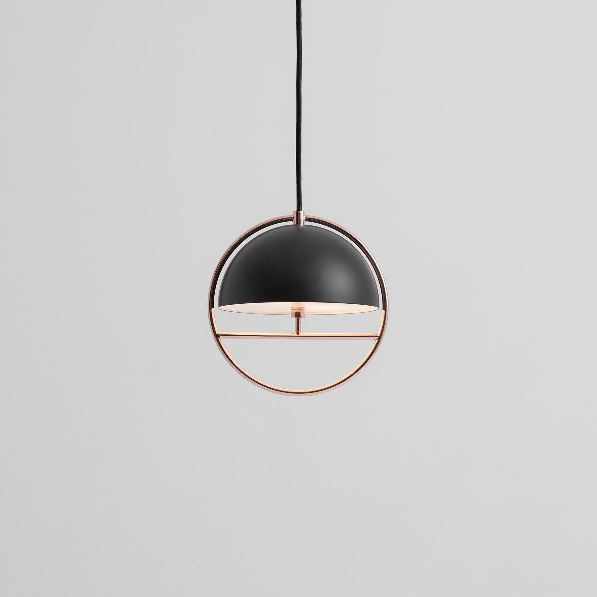 Huan Pendant Lamp Dia 7.8″ x H 8.8″ / Dia 20cm x H 22.6cm / Rose Gold + Black Pendant light