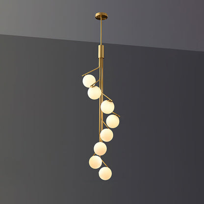 Hudson Branch Chandelier 8 Heads Dia 17.5″ x H 61″/ Dia 44.5cm x H 155cm / Brass Chandelier