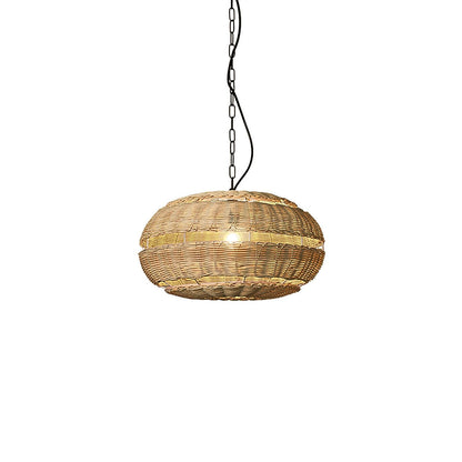 Hues Wicker Pendant Lamp Model F Dia 18.9″ x H 59″ / Dia 48cm x H 150cm / Dark nature rattan & Black Pendant light