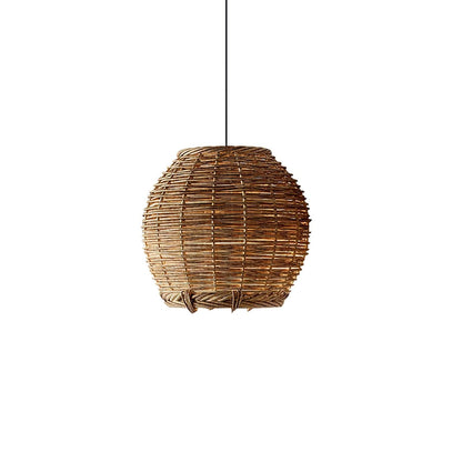 Hues Wicker Pendant Lamp Model A Dia 17.7″ x H 59″ / Dia 45cm x H 150cm / Dark nature rattan & Black Pendant light