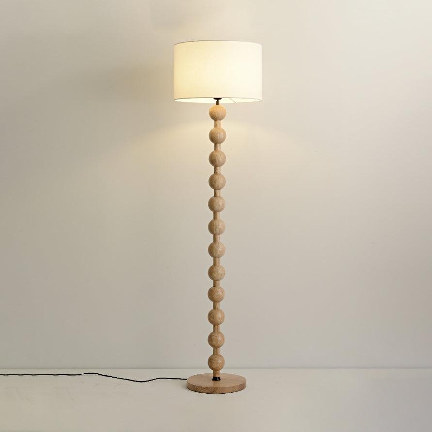 Hugo Barbell Floor Lamp ? 15.7″ x H 63″ / Dia 40cm x H 160cm / Nature wood & White / US Plug Floor lamp