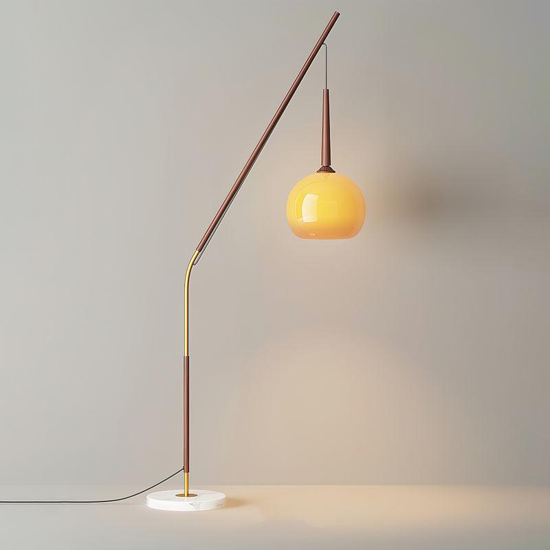 Hulusi Hanging Floor Lamp L 29.5″ x H 66.1″ / L 75cm x H 168cm / Dark wood color & Orange glass / US Plug Floor lamp