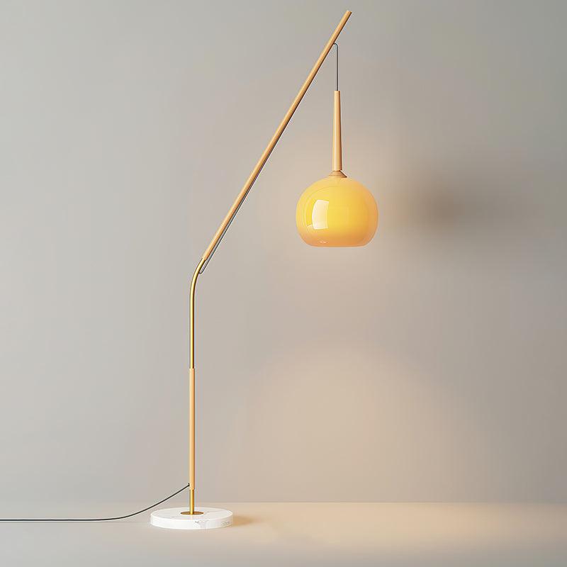 Hulusi Hanging Floor Lamp L 29.5″ x H 66.1″ / L 75cm x H 168cm / Nature wood color & Orange glass / US Plug Floor lamp