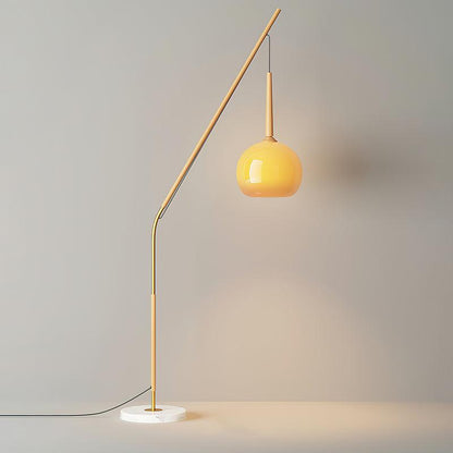 Hulusi Hanging Floor Lamp L 29.5″ x H 66.1″ / L 75cm x H 168cm / Nature wood color & Orange glass / US Plug Floor lamp