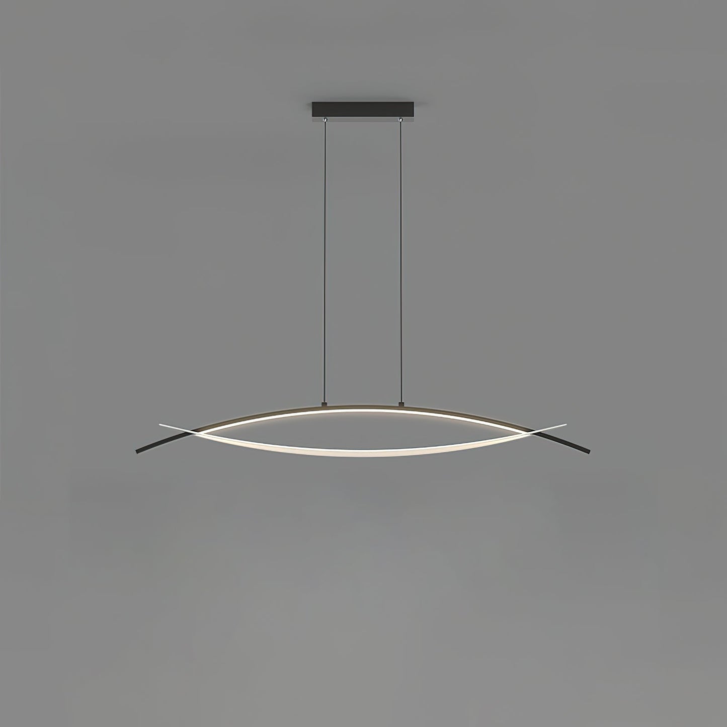 Hyperbola Pendant Light Model B: L 42.1″ x W 10.2″ x H 12.6″ / Black / Three-Color Changing Light Pendant light