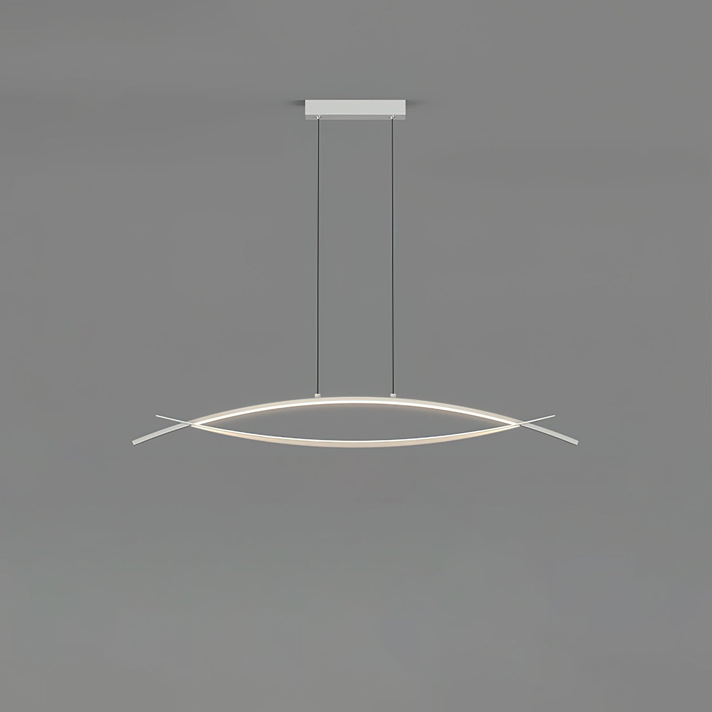 Hyperbola Pendant Light Model B: L 42.1″ x W 10.2″ x H 12.6″ / White / Three-Color Changing Light Pendant light