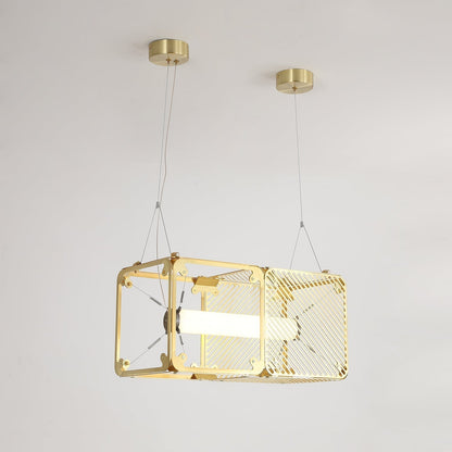 Hyperqube Pendant Lamp L 9.3″ x W 9.3″ x H 18.1″ / L 23.5cm x W 23.5cm x H 46cm / Warm Light / Gold & White Pendant