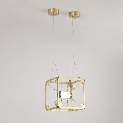 Hyperqube Pendant Lamp L 9.3″ x W 9.3″ x H 9.3″ / L 23.5cm x W 23.5cm x H 23.5cm / Warm Light / Gold & White Pendant